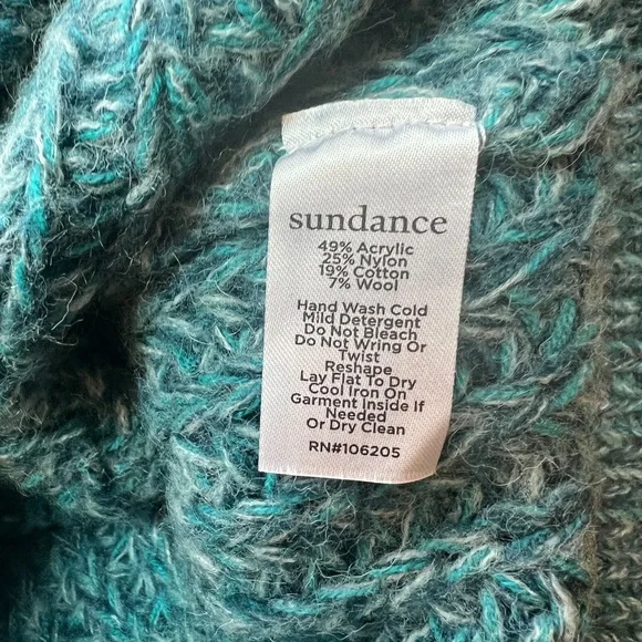 Sundance Blue Teal chunky V-Neck Sweater S - Picture 4 of 4